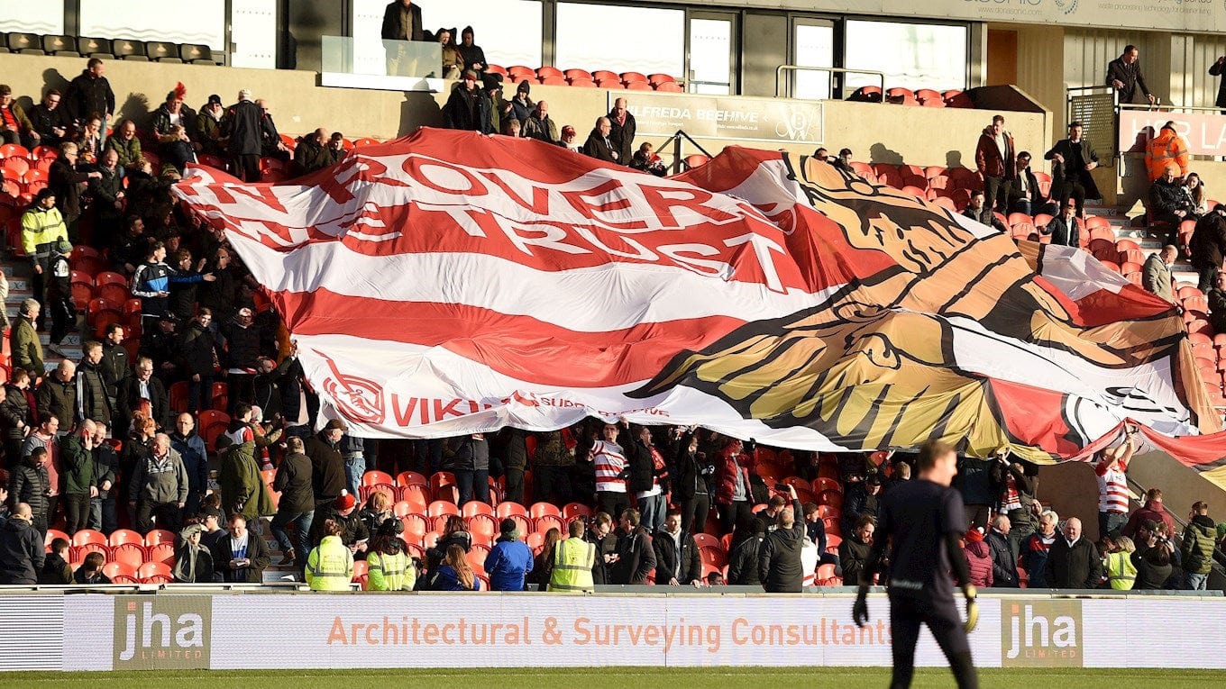 Giant Crowd Surfer Football Flags With Fans Doncaster Rovers